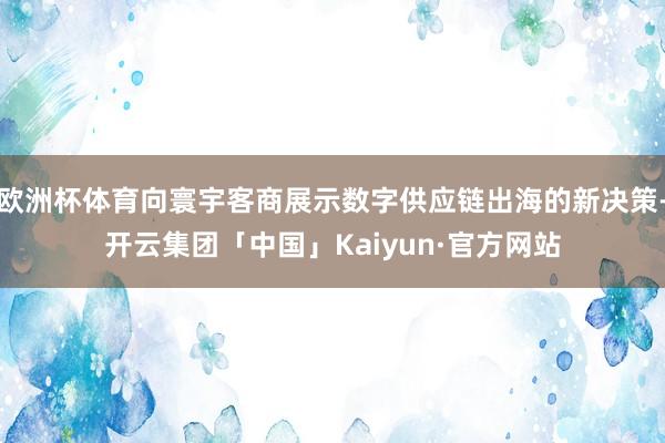 欧洲杯体育向寰宇客商展示数字供应链出海的新决策-开云集团「中国」Kaiyun·官方网站