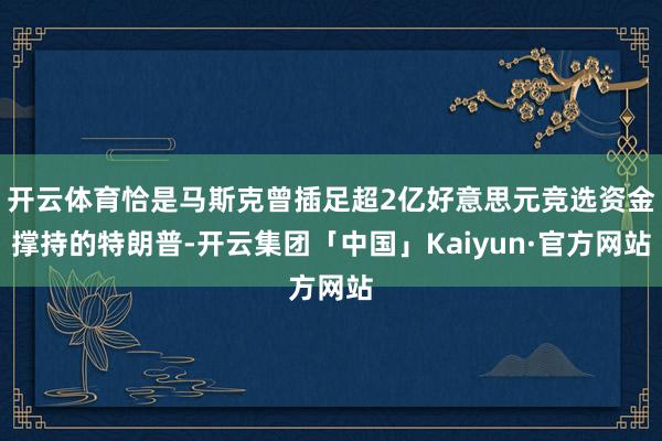 开云体育恰是马斯克曾插足超2亿好意思元竞选资金撑持的特朗普-开云集团「中国」Kaiyun·官方网站