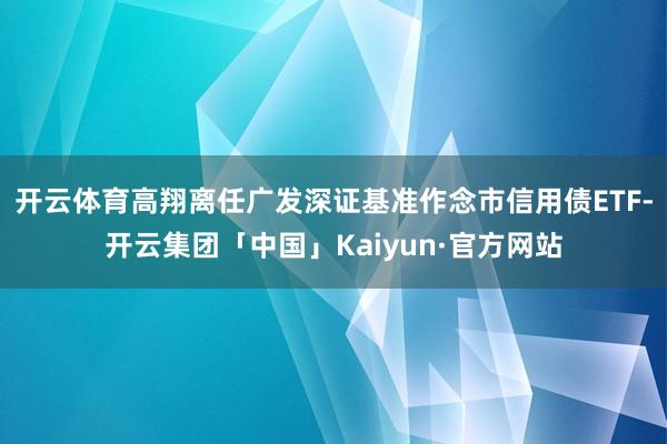 开云体育高翔离任广发深证基准作念市信用债ETF-开云集团「中国」Kaiyun·官方网站