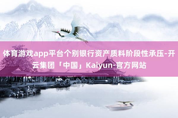 体育游戏app平台个别银行资产质料阶段性承压-开云集团「中国」Kaiyun·官方网站