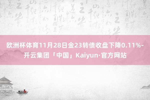 欧洲杯体育11月28日金23转债收盘下降0.11%-开云集团「中国」Kaiyun·官方网站